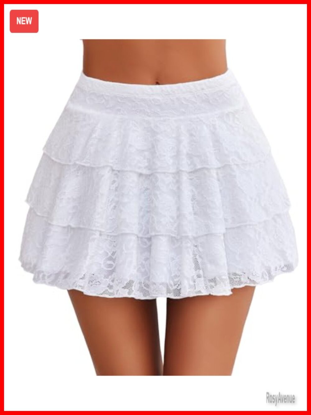 Pleated Mini Skirt Lace Ruffles High Waisted Short Skirt A-Line